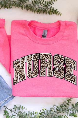 Arched Nurse Leopard Heavyweight Crew Sweatshirt