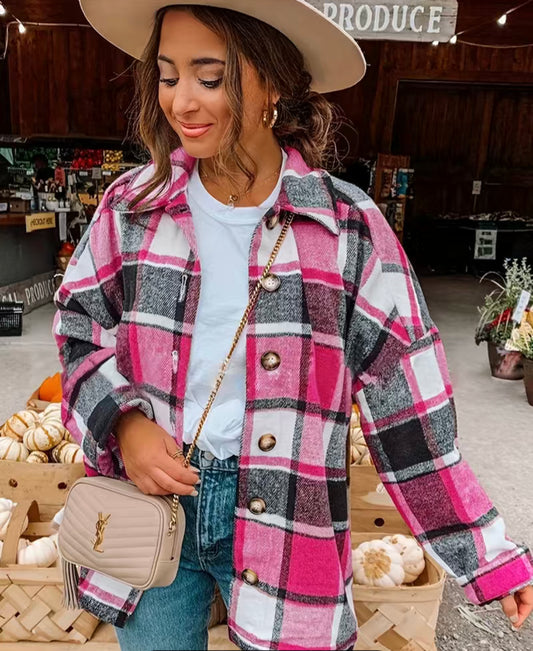 Pink Plaid Shacket