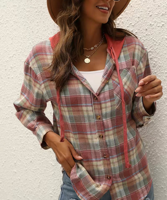 Hooded Red Plaid Shirt