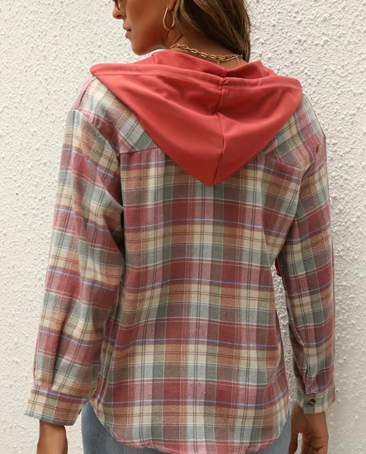 Hooded Red Plaid Shirt