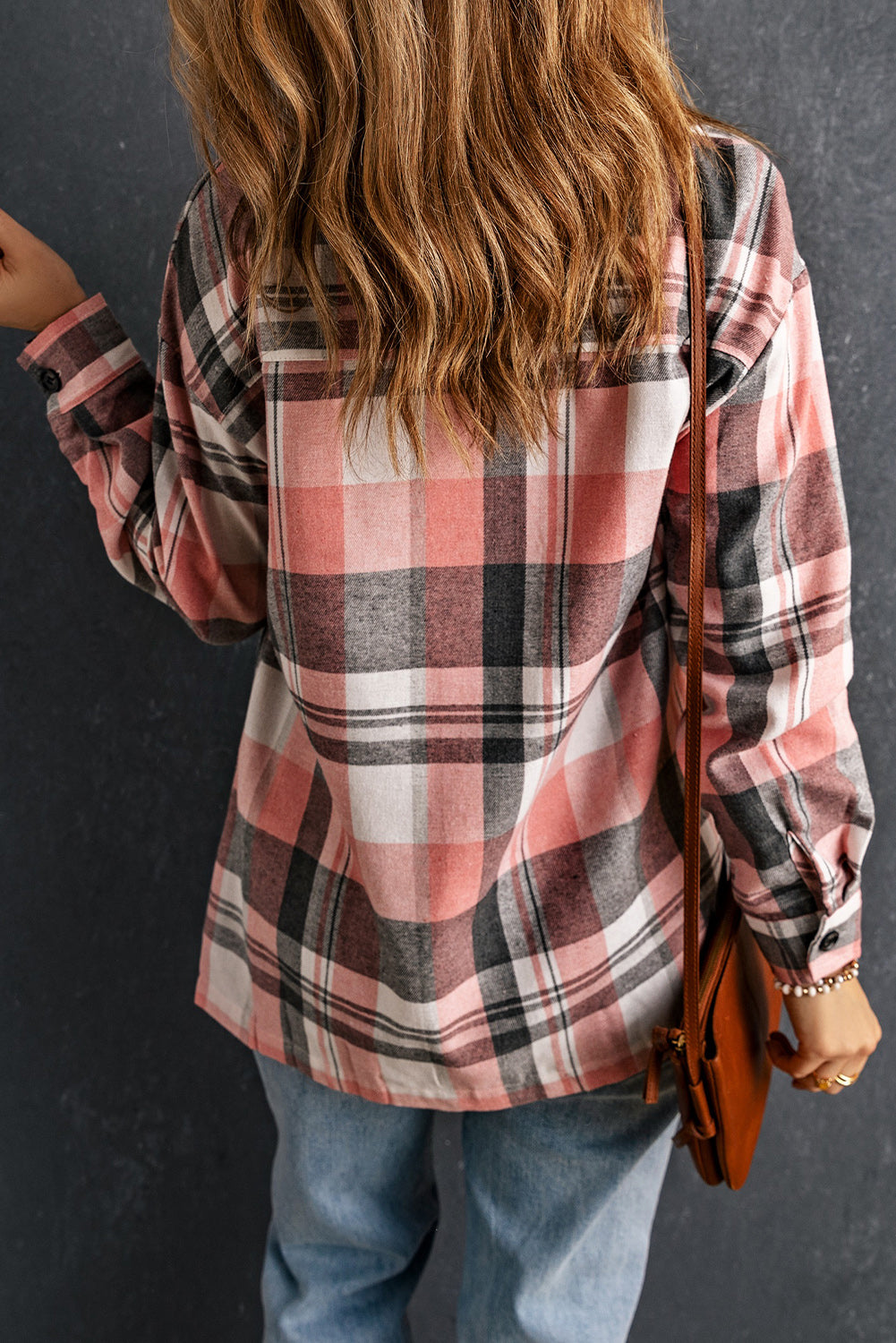 Pink Plaid Button Up Patch Pocket Shirt