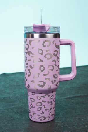 The Traveler Lilliana Leopard Lilac Stainless Steel Tumbler