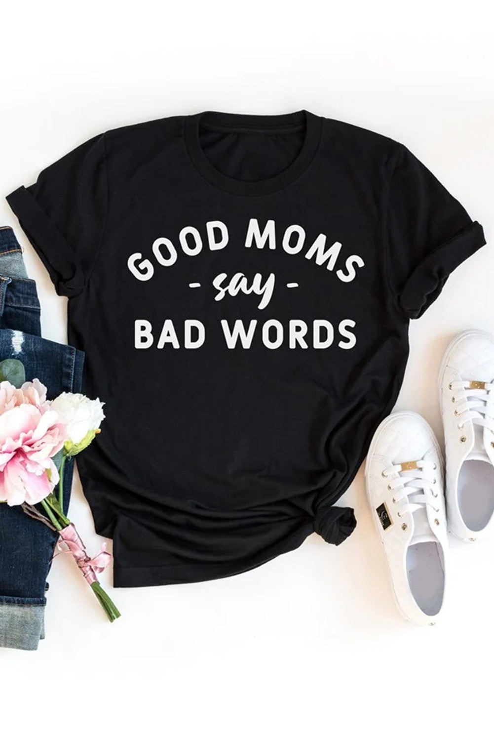 Black Casual Letter Print Graphic Tee