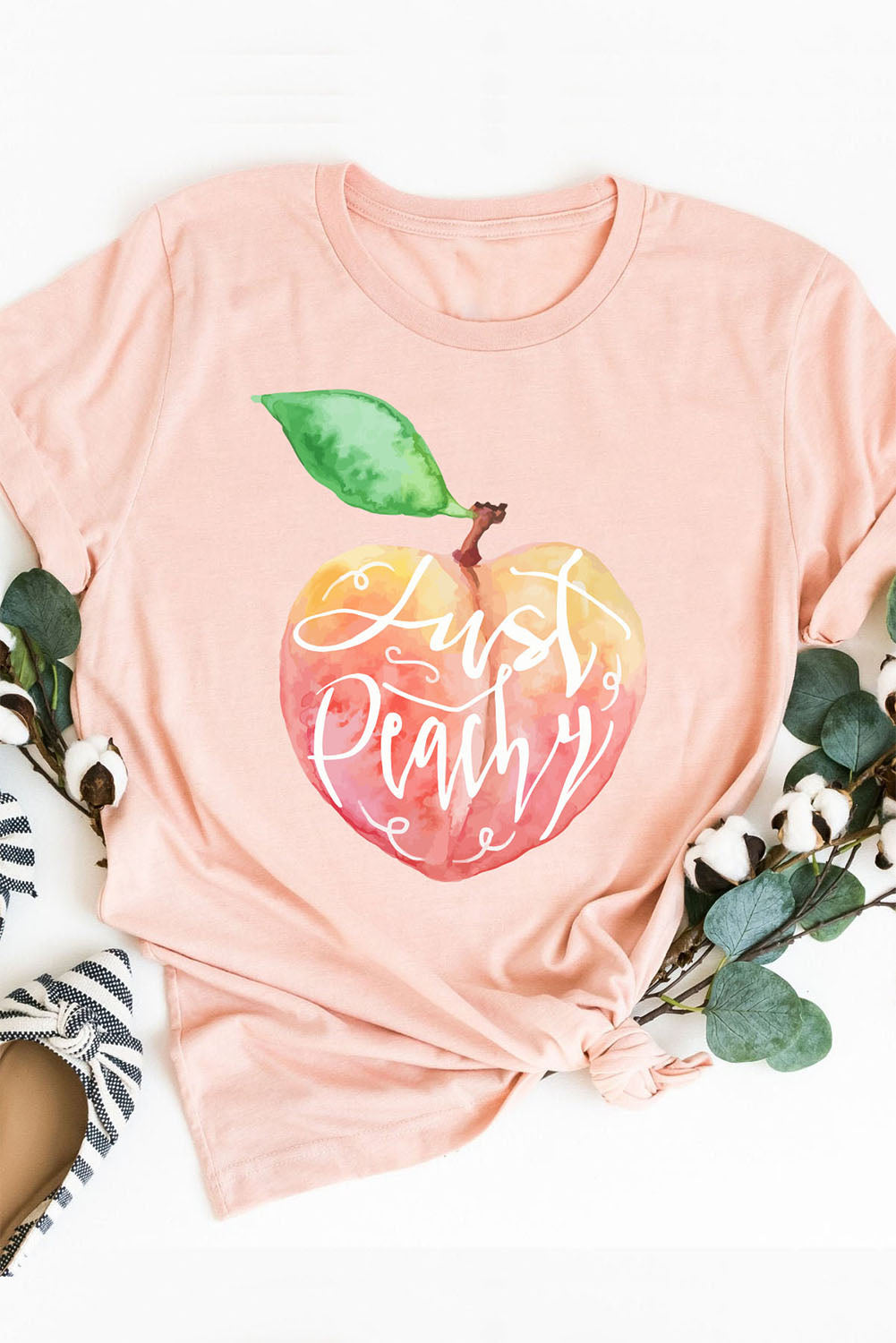 Pink Peach Letter Graphic Print Short Sleeve T Shirt